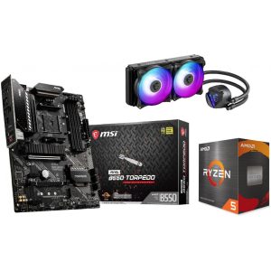 AMD - KIT EVO - Processeur Ryzen 5 5600X - 3,7/4,6 GHz - Carte mère MAG B550 TORPEDO - Kit Watercooling Mag CoreLiquid 240R Msi