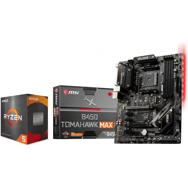 AMD - Kit Processeur Ryzen 5 5600X - 3,7/4,6 GHz + Carte mère B450 TOMAHAWK MAX II
